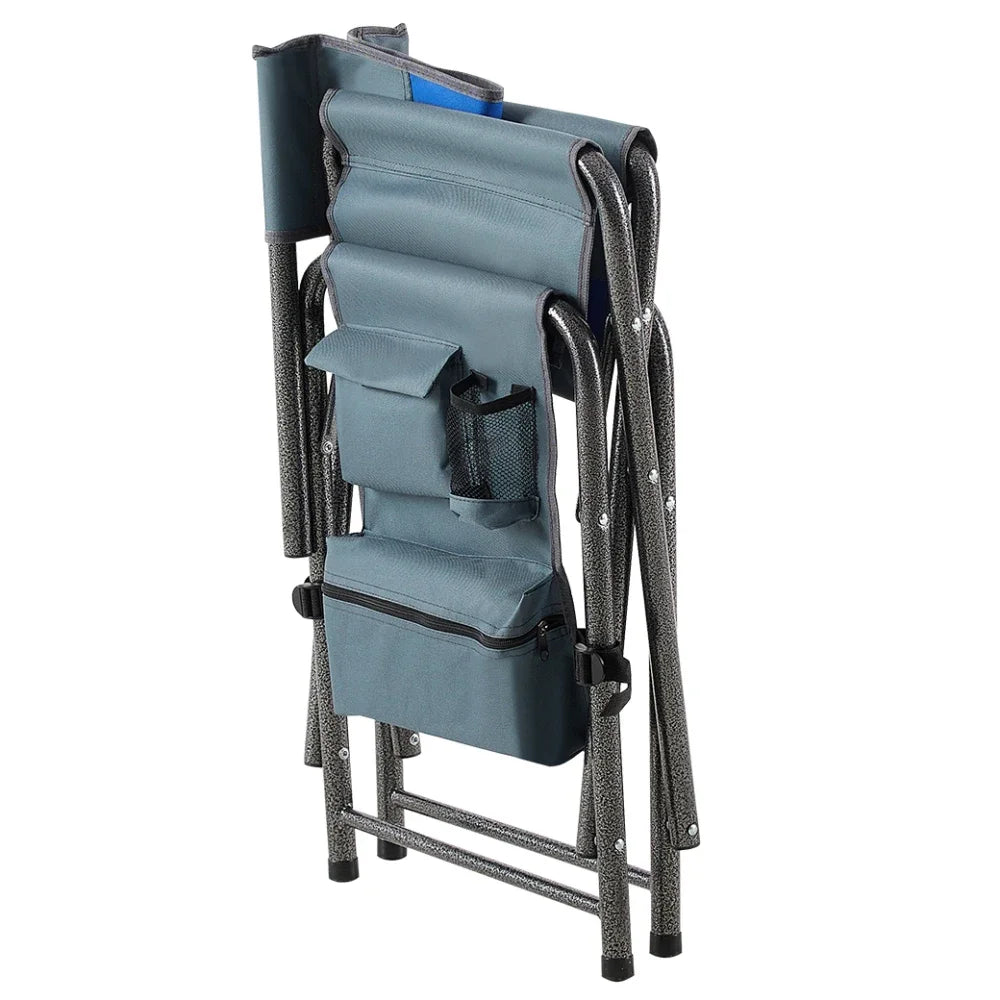 2-piece Padded Folding Outdoor Chair with Storage Pockets Lightweight Oversized 400lbs Capacity for Camping Picnics Fishing