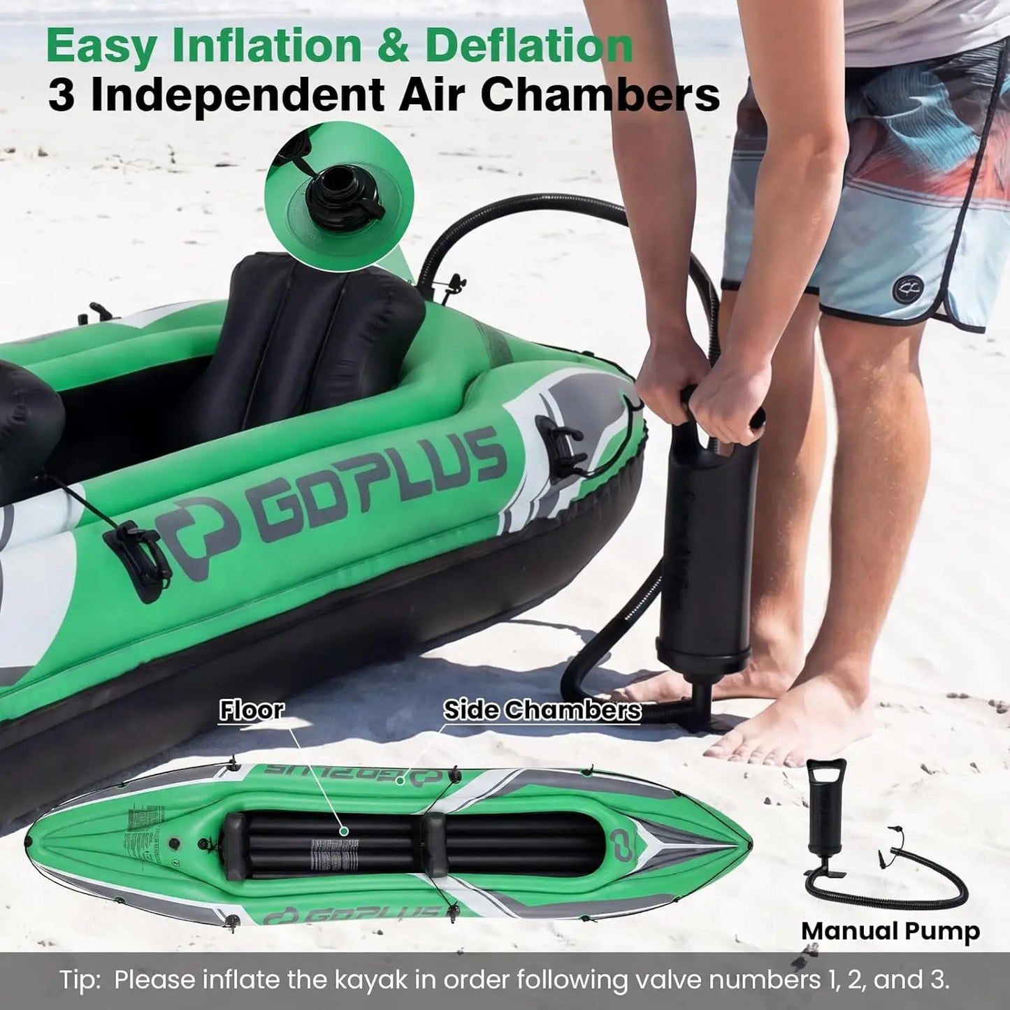 11.5 Ft Heavy Duty Inflatable Tandem Kayak for Two Adults - Includes Aluminum Paddles, Seats, Footrest, Hand Pump - Blow Up Canoe for Fishing in Lake and River