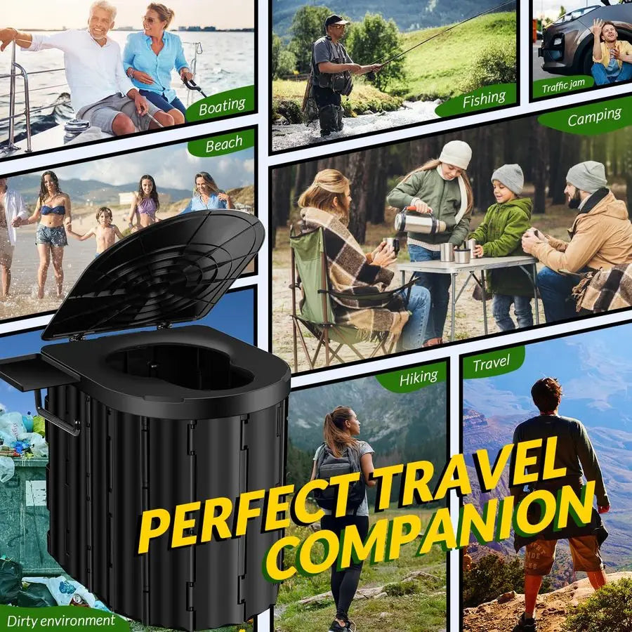 Camping Toilet with PopUp Privacy Tent, 12inch Toilet Seat, Outdoor Portable Folding Toilet Potty for Adults Load Capacity of 40