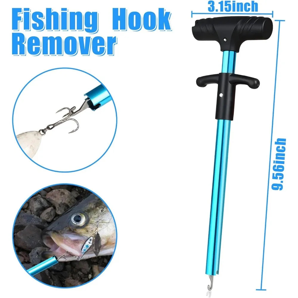 5pc fishing tool kits - fishing pliers, fillet knife with sheath, stainless steel fish lip gripper, fishing hook remover and big