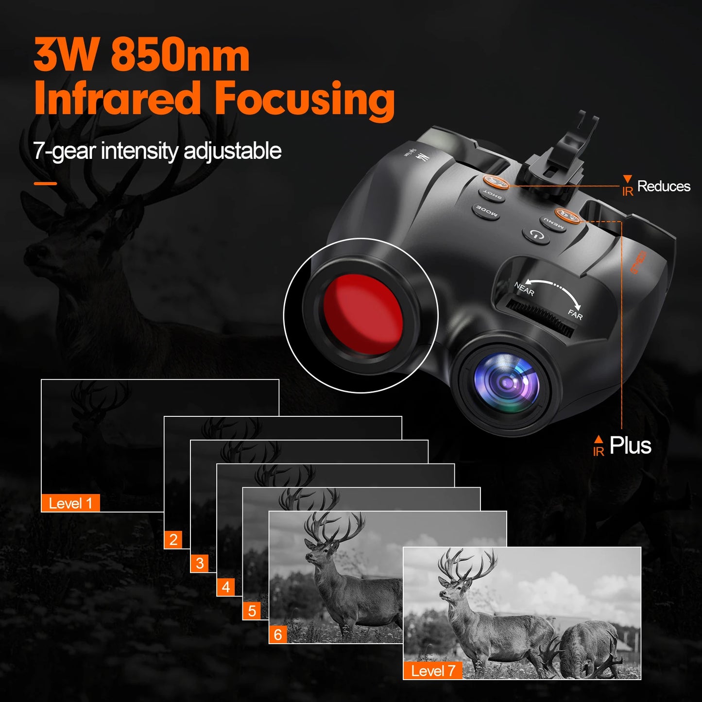 Binoculars Night Vision Goggles,1080P FHD 5X Optical Zoom for Outdoor Hunting Telescope Infrared Night Vision Device