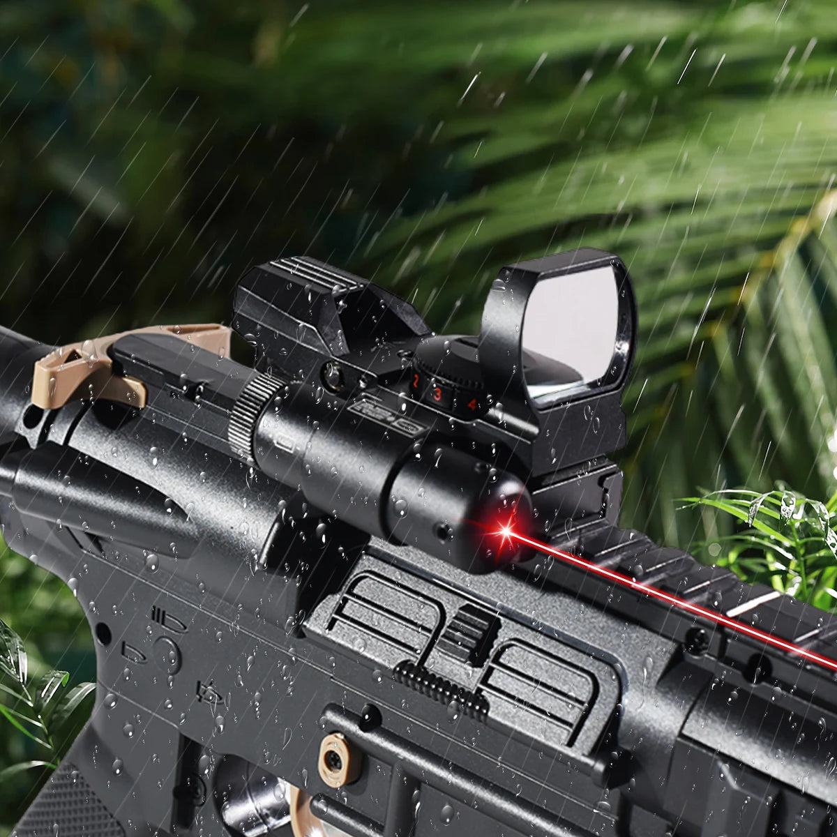 Tactical HD101B Red Dot Sight with Laser Pointer 4 Reticle Holographic Projected Airsoft Scope Collimator for Hunting