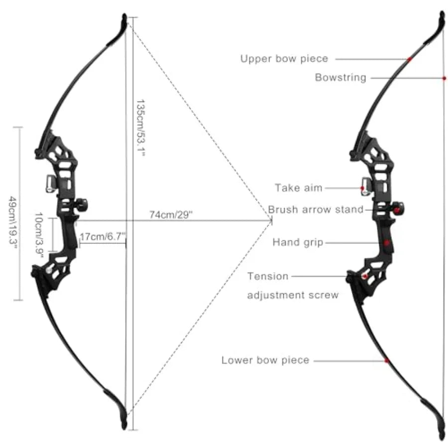 30 40lbs Recurve Bow Arrow Set for Adults RightHanded Takedown Bow with Carbon Arrows Hunting Archery Practice Kit for Outdoor