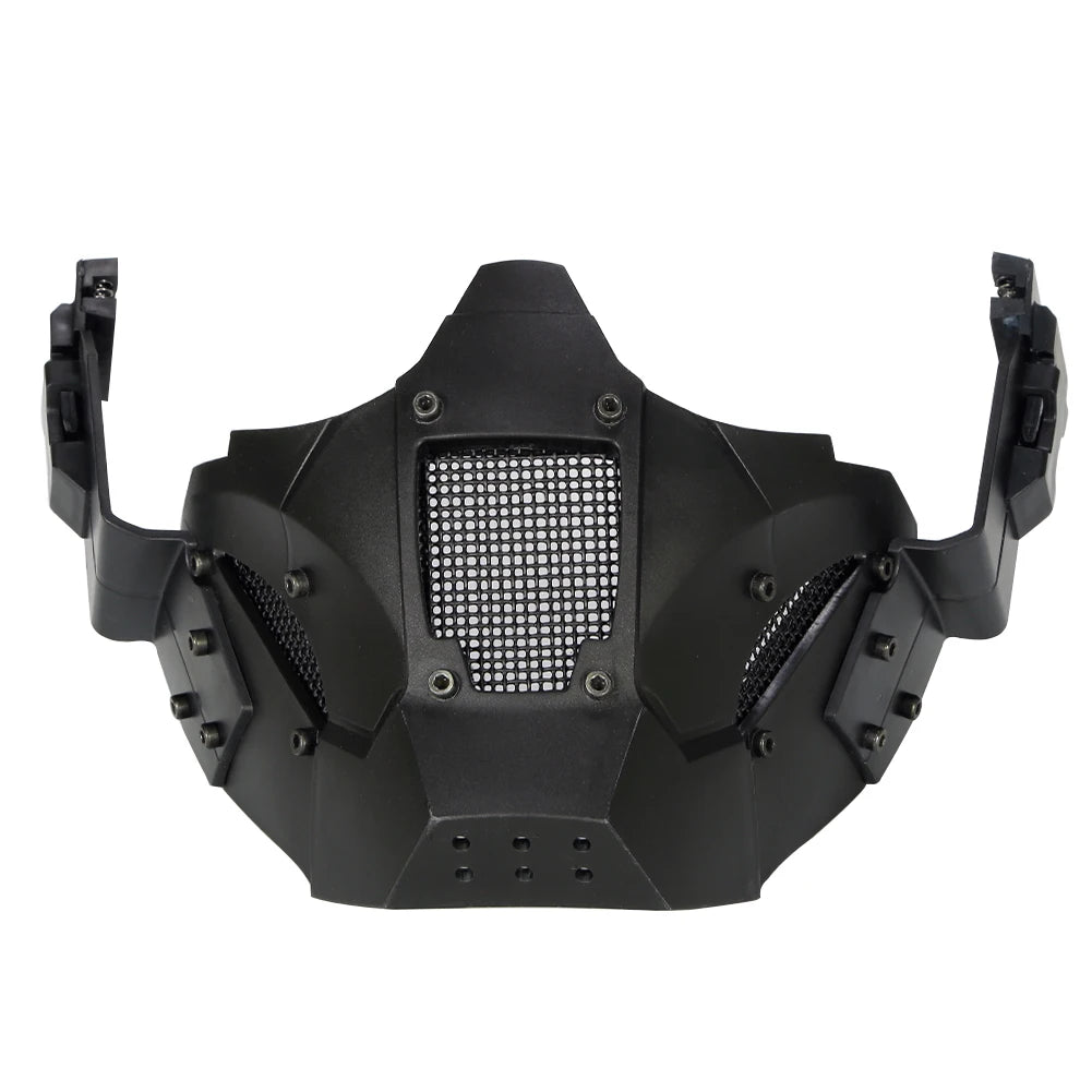 Mili-tary Mask with Adjustable Elastic Strap Face Protective Mask Good Air Permeability Metal Mask Detachable for Outdoor Camp