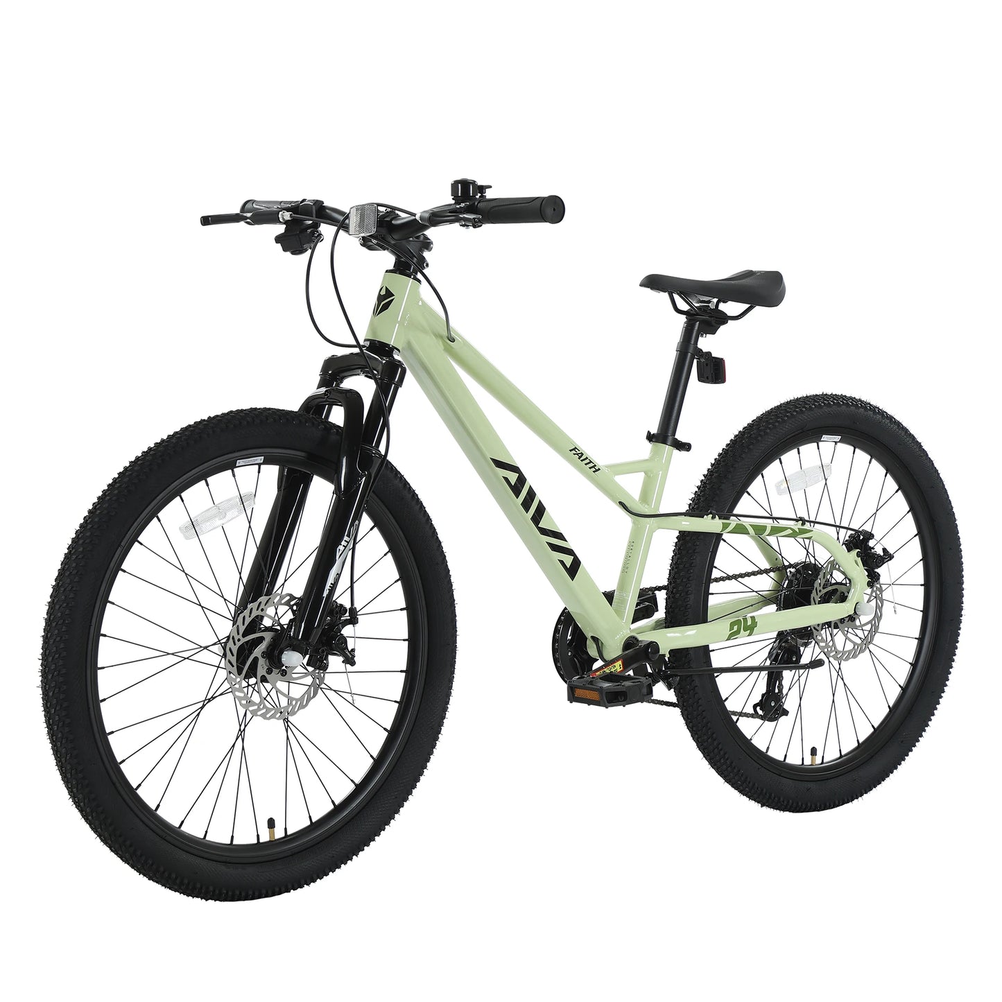 AIVA FAITH24 24 Inch Hardtail Mountain Bike, 7-Speed MTB, Bicycle for Teens & Adults, Lightweight Aluminum Frame, Suspension Fork, Front & Rear Disc Brakes