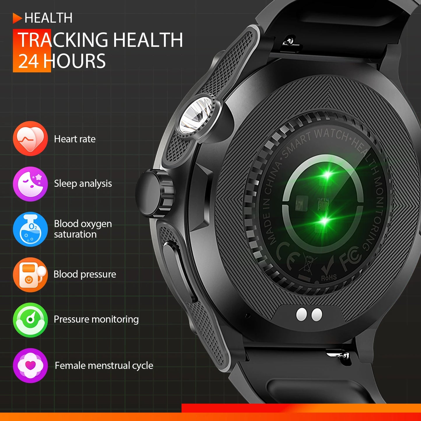Smart Watch 3ATM Waterproof 1.53" KT76 Men Sport With Compass And LED Flashlight Heart Rate Sleep Analysis Bluetooth Call