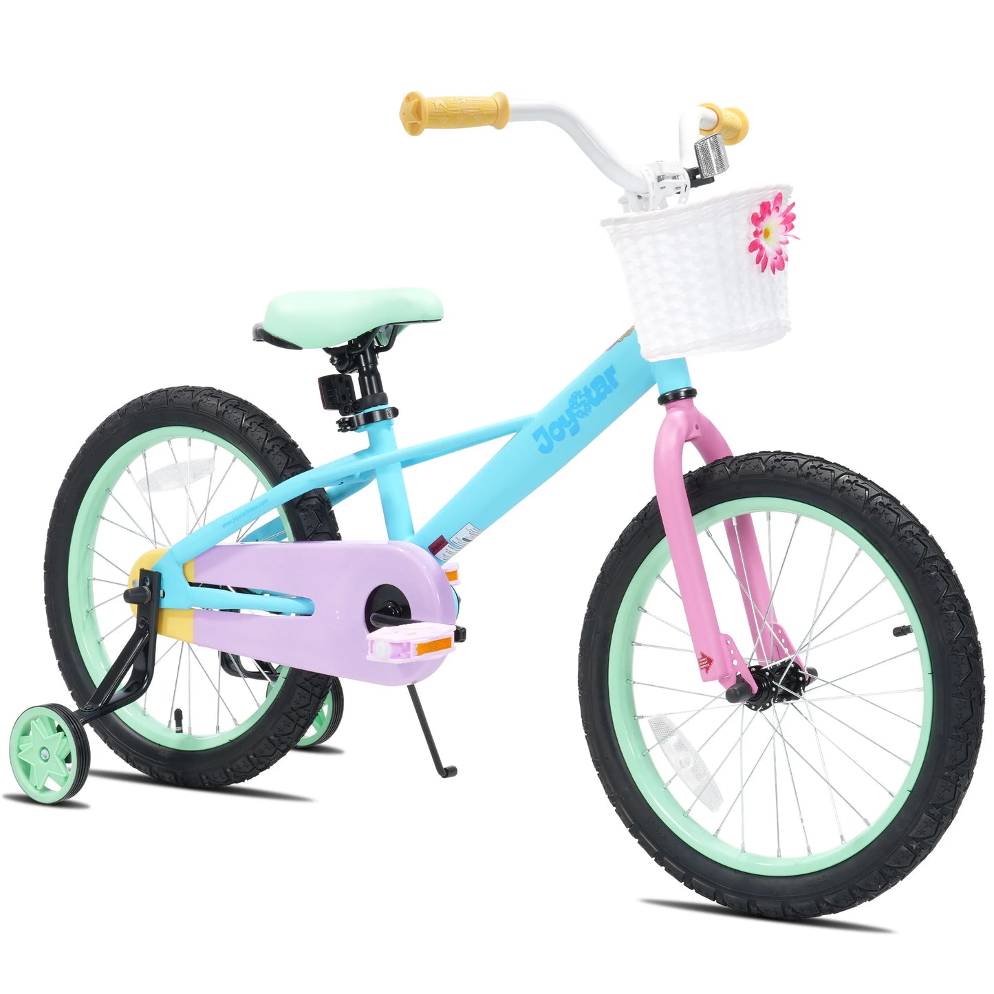 JOYSTAR Macaroon Kids Bike 12-18 Inch Training Wheels Basket Rainbow Colors for Girls 2-9 Years Toddler Bicycle Children's Cycling