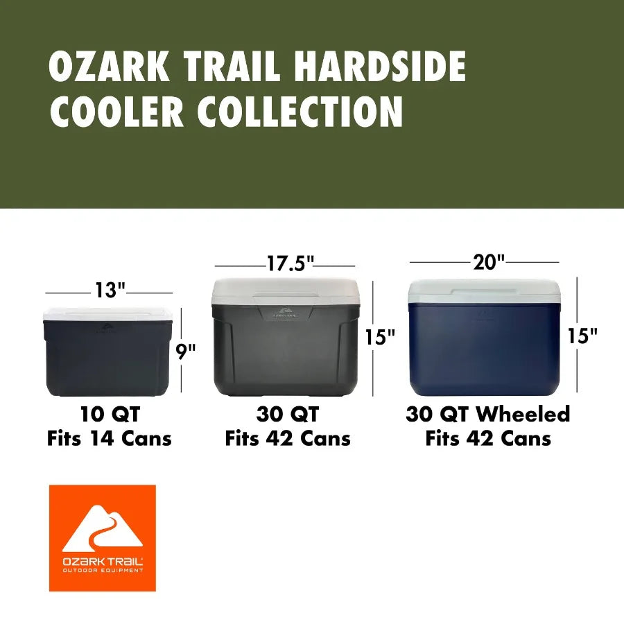 30 qt Hard-Sided Cooler for Outdoor Camping, Picnics, Tailgating Durable Gray Insulated Portable Ice Chest with Leak-Proof Lid