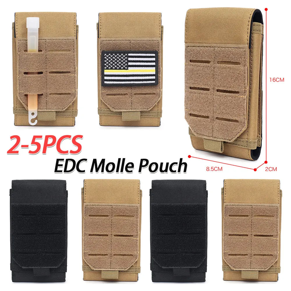 2-5PCS Multifunctional Molle Pouch Phone Holder Outdoor Cycling EDC Waist Packs Cell Phone Holder Pack for Camping Hunting