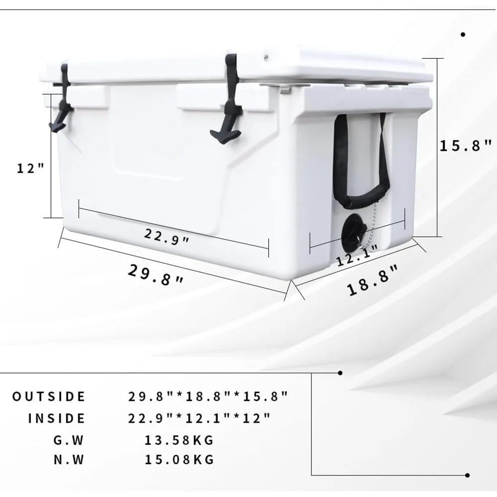 65QT Hard Cooler - Durable and Portable Ice Chest for Camping, Travel, and Outdoor Adventures