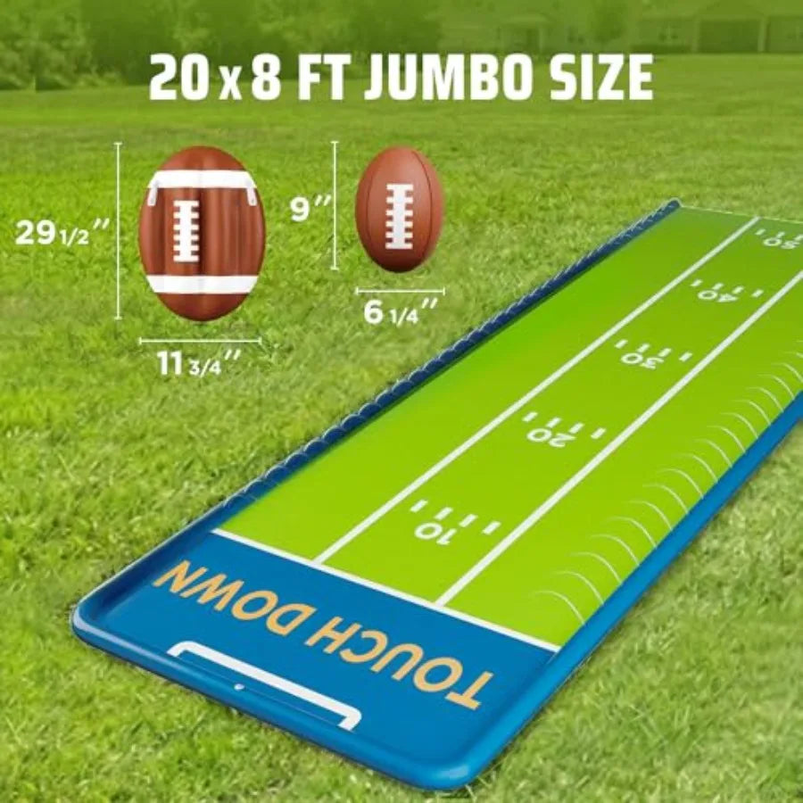 20FT Outdoor Backyard Water Slide with 3 Bodyboards and 1 Inflatable Football Blue Slip-n-Slider Lawn Game for Summer Fun Toy f