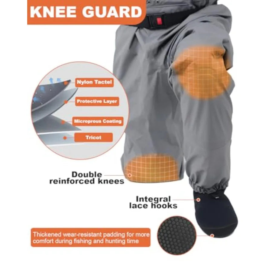Breathable Stocking Foot Waterproof Chest Waders for Men Women Lightweight Waders for Fly Fishing in Black