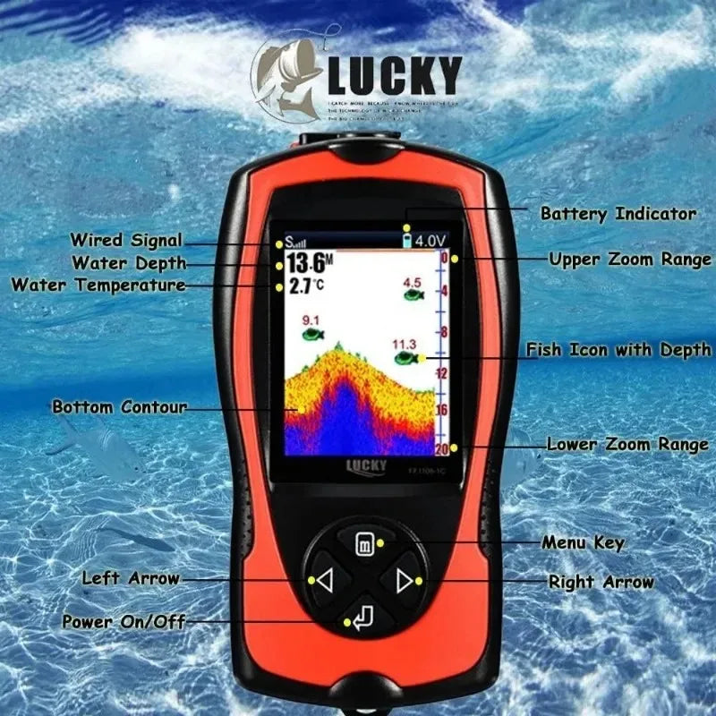 Furniture.Popular.Portable Fish Finder Handheld Kayak Fish Finders Wired Fish Depth Finder Sonar Sensor Transducer for Boat Fish