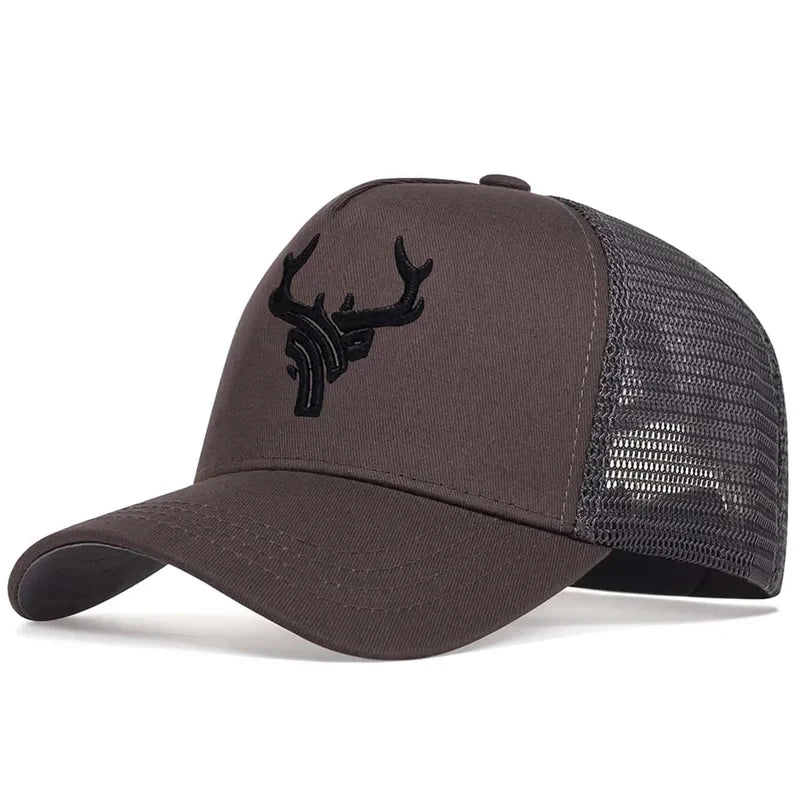 1piece Unisex Antlers Embroidery Baseball Net Hat Outdoor Adjustable Sunscreen Leisure Hat Spring Autumn Travel Tourism Vacation