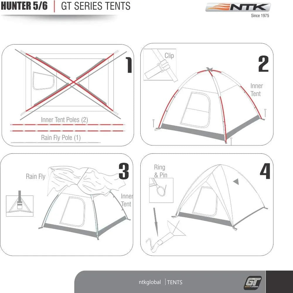 Hunter GT 4/6/8 Outdoor Dome Woodland Camo Camping Tent 100% Waterproof 2500mm, Easy Assembly, Durable Fabric Full Coverage Rai
