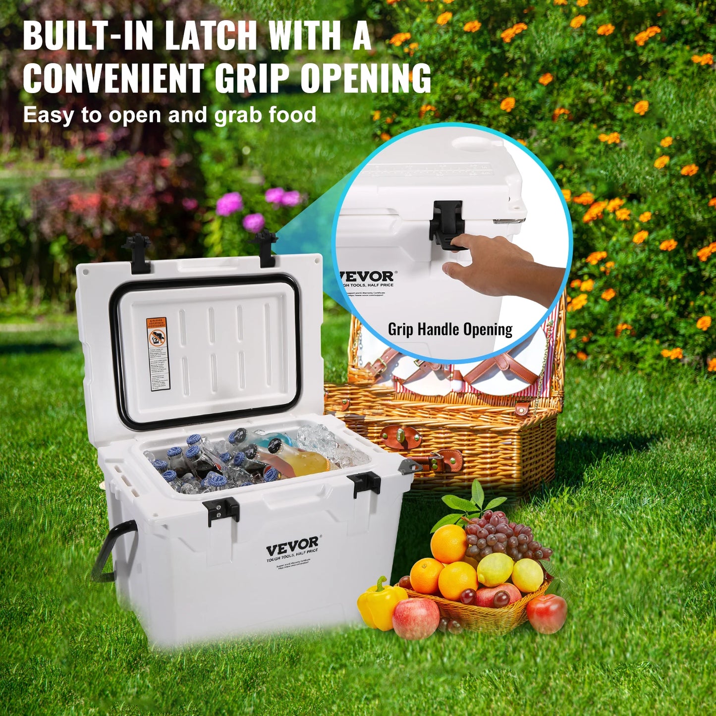 25/33/45/52QT Hard Cooler Insulated Portable Large Capacity Ice Chest Cooling Box for Family Outdoor Camping Activities