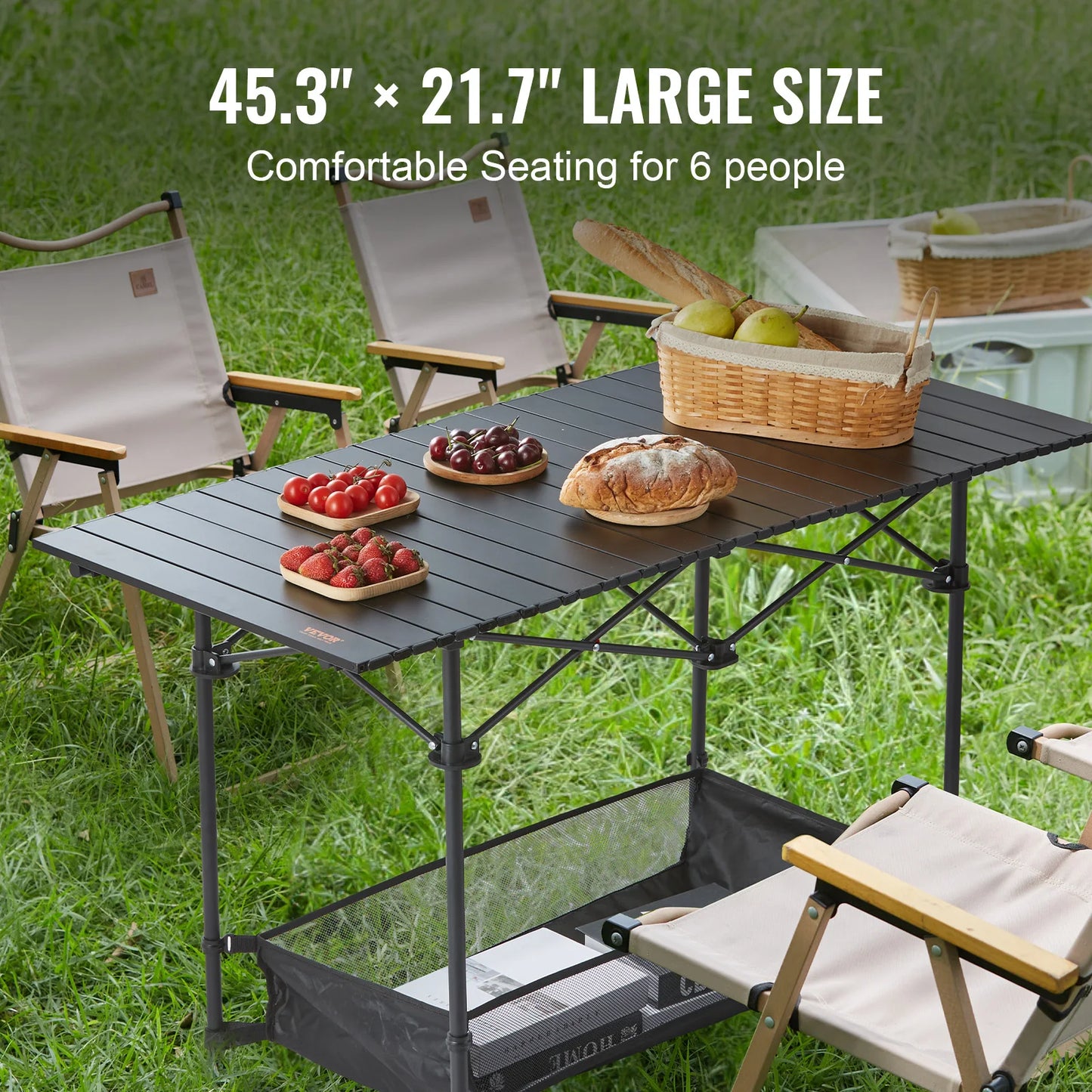 220/66lbs Outdoor Camping Folding Table Picnic Equipment W/Black Storage Bag Aluminum Alloy Chicken Roll Table BBQ Desk