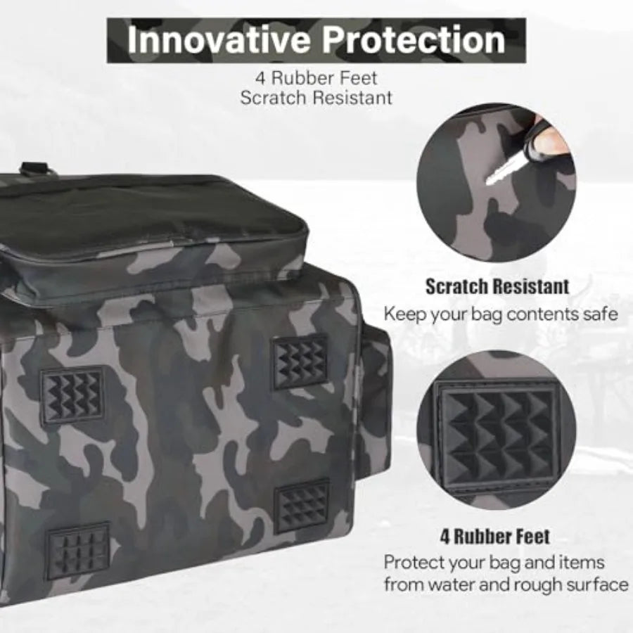 Fishing Tackle Backpack with Cooler Bag 53L Waterproof Fishing Bag with 2 Rod Holders Large Fishing Backpacks with Bottle Holde