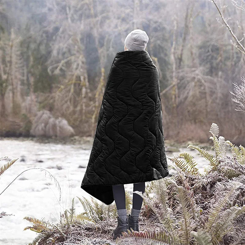 Tactical Poncho Liner Camouflage Water Repellent Woobie Quilted Blanket Suitable for Camping, Shooting Hunting