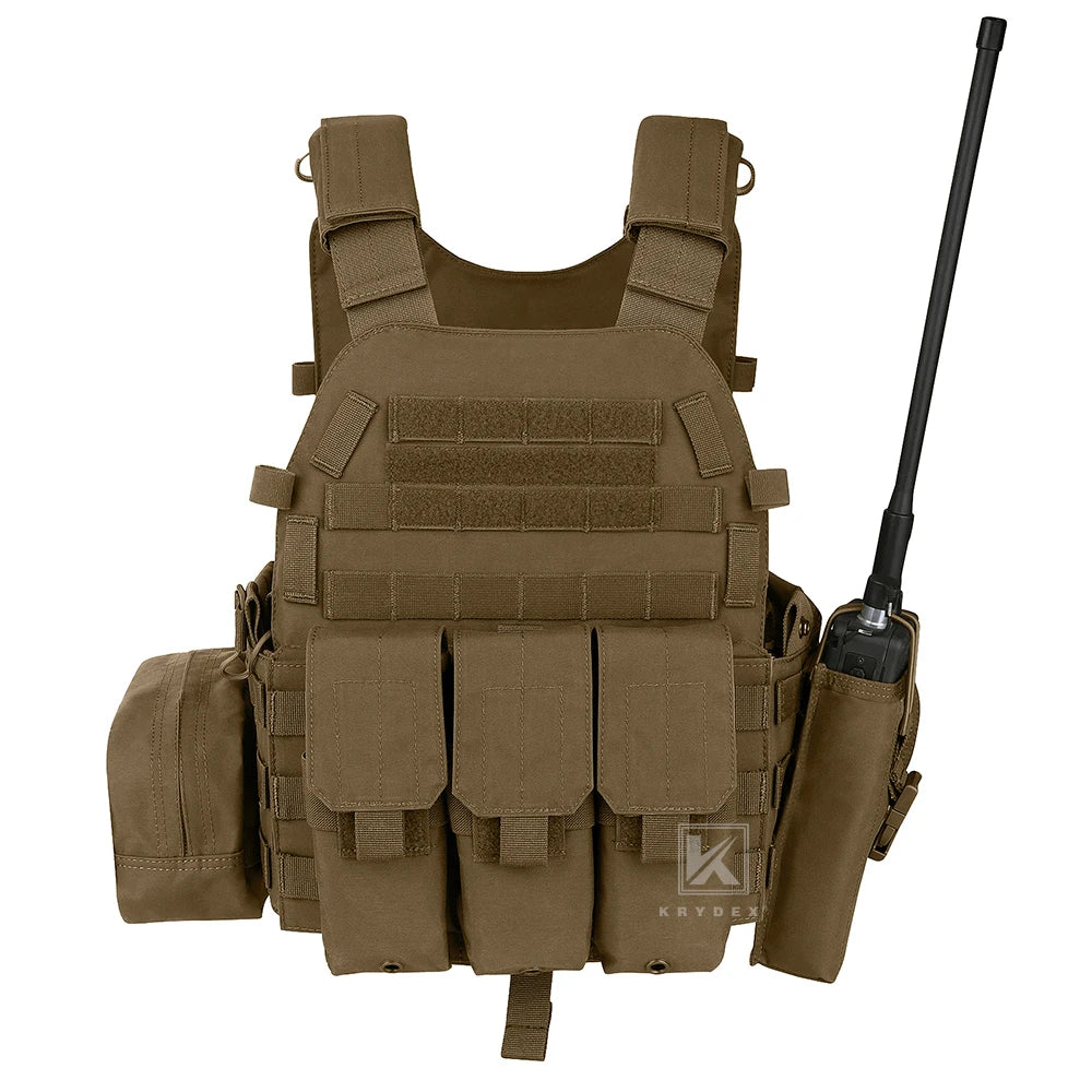 LBT-6094A Tactical Modular Vest Triple Mag/Radio/Dump Pouch Airsoft Hunting Battle Plate Carrier MOLLE Vest Camo MC