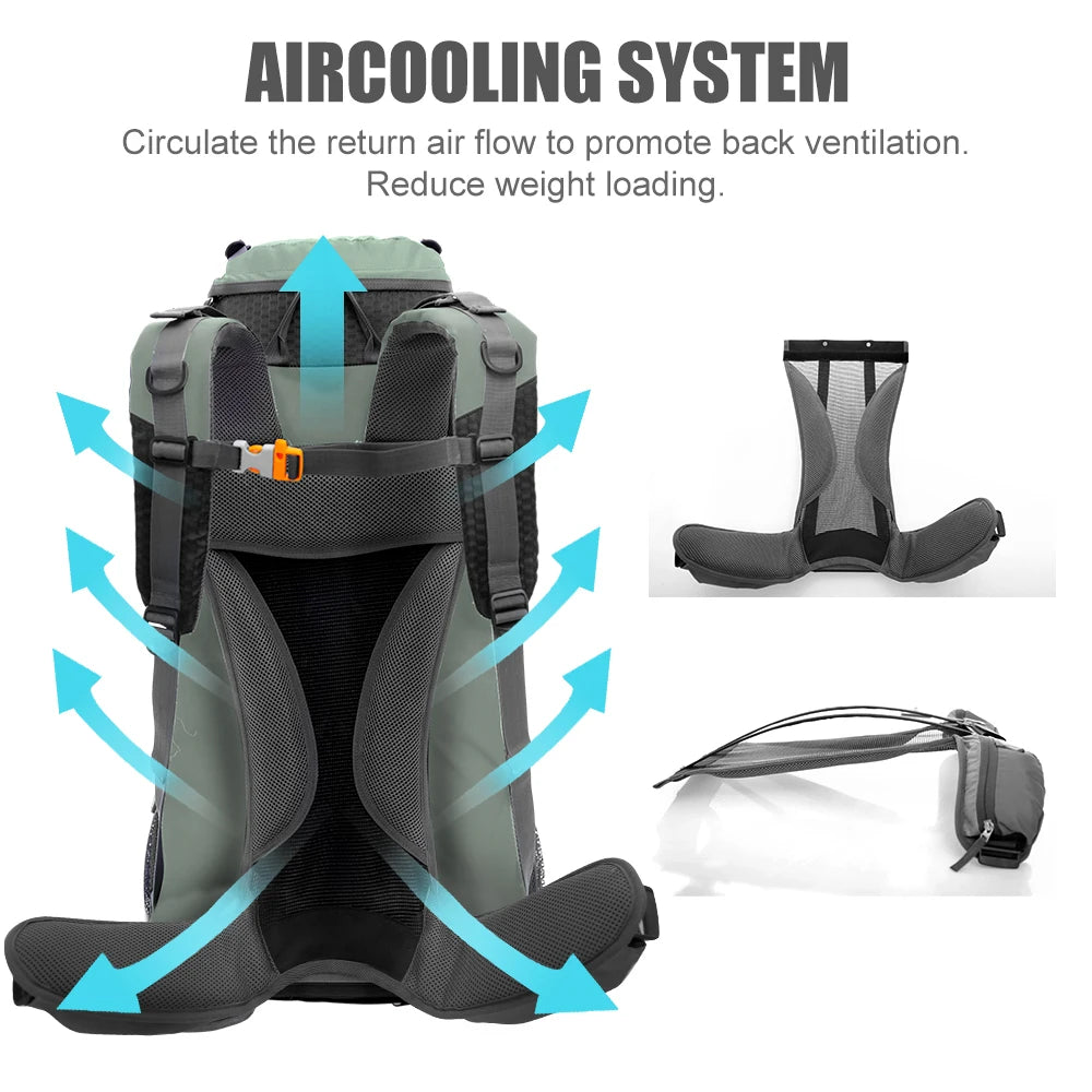 60L Explorer Internal Frame Backpack with Rain Cover Outdoor Backpack for Hiking Camping Backpacking Travel