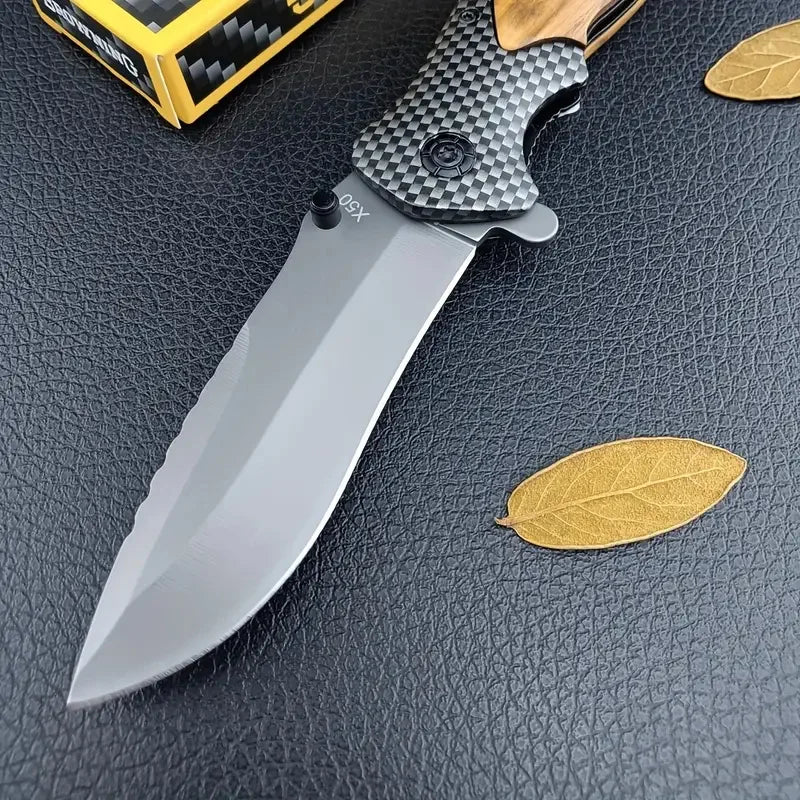 OUTDOORS Tactical Folding Knife - Stainless Steel Multifunctional Pocket Knife with Ergonomic Handle, Portable for Camping, Fish