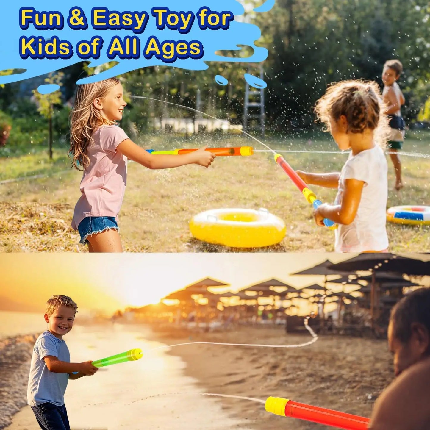 6-Pack Water Gun Set for Kids and Adults, Long-Range Squirt Toys for Pool, Beach, and Summer Outdoor Fun