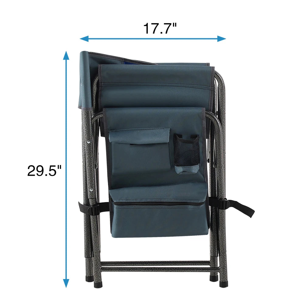 2-piece Padded Folding Outdoor Chair with Storage Pockets Lightweight Oversized 400lbs Capacity for Camping Picnics Fishing