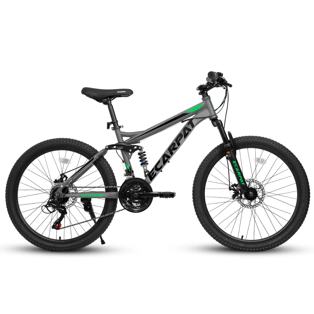 A2760 27.5 Inch Full Suspension Mountain Bike, Front and Rear Dual Shock Absorbers, Mechanical Disc Brakes, 21-Speed, Suitable for Men and Women, Ideal for Travel and Fitness Enthusiasts