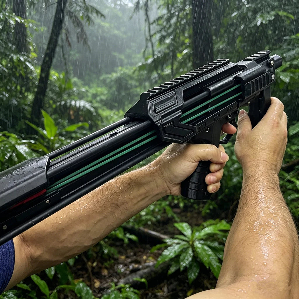 Multi functional slingshot bow and arrow launcher, capable of continuously firing steel balls, outdoor jungle hunting kit