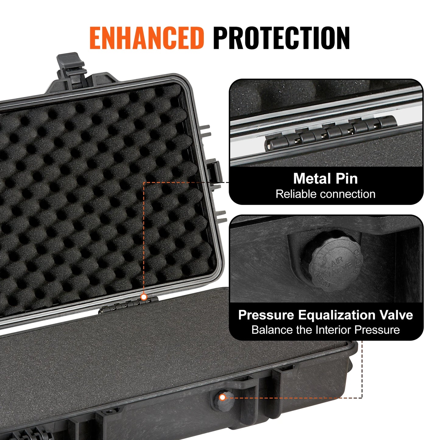 Rifle Hard Case Portable Long Gun Storage Hard Suitcase W/ 2 Casters Shockproof & Waterproof Airsoft Rifle Protective Case