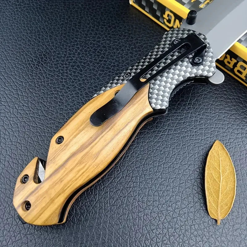 OUTDOORS Tactical Folding Knife - Stainless Steel Multifunctional Pocket Knife with Ergonomic Handle, Portable for Camping, Fish