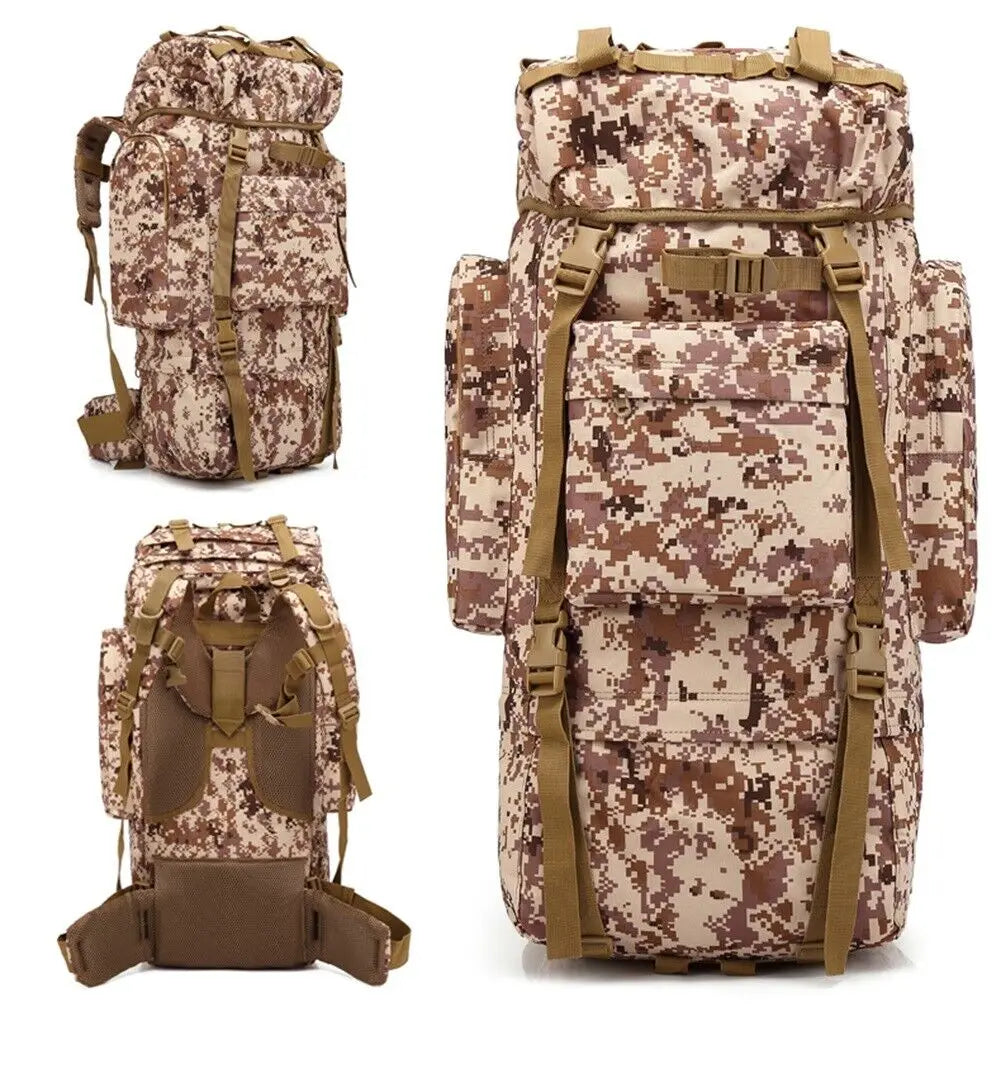 65L Military MOLLE Large Capacity Backpack Daypack Bag with Internal Frame Waterproof Rucksack for Camping Hiking