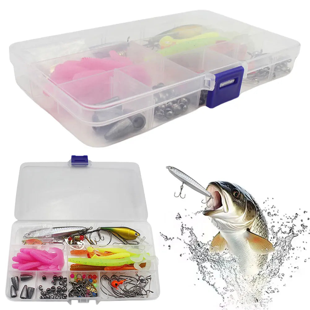115pcs Fishing Lure Set Soft and Hard Bait Set Fishing Accessories Gifts for Men