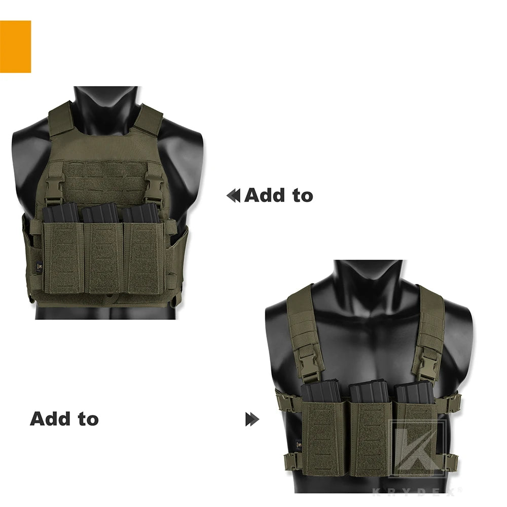 KRYDEX Tactical MOLLE Placard 5.56 Triple Magazine Pouch Front Panel Retention Insert Holder For Chest Rig Plate Carrier Vest