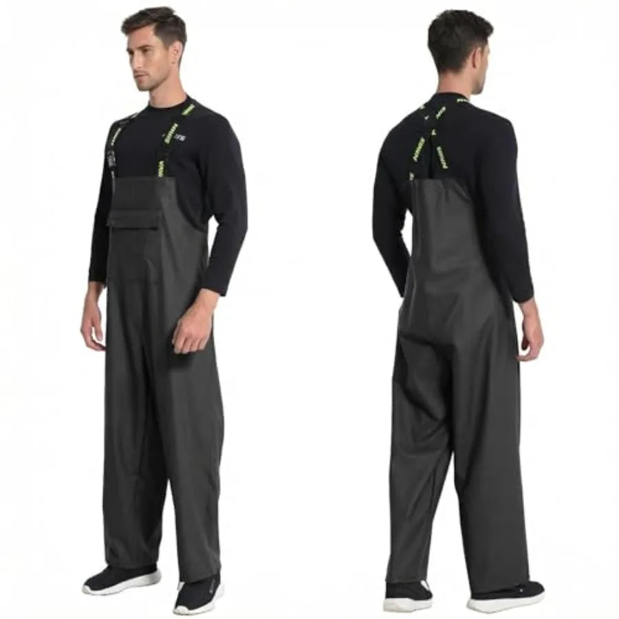 Men's Waterproof Workwear Bib Overalls - Heavy Duty Stretchable Rain Bibs for Fishing and Outdoor Work
