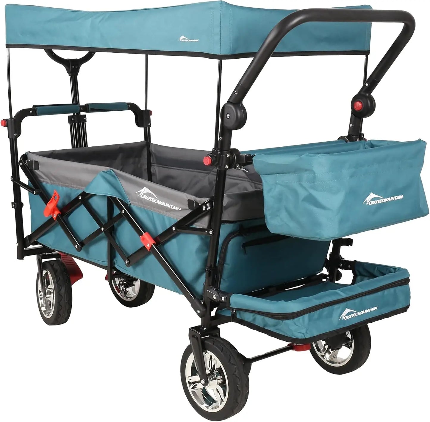 Collapsible Foldable Wagon, Heavy Duty Utility Outdoor Foldable Garden Cart with Wheels, Adjust