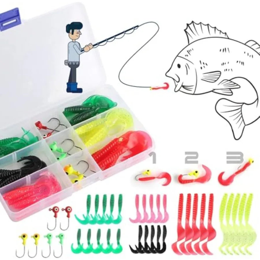 Fishing Rod Reel Combos for Youth: Telescopic Carbon Fiber Rods in Blue, Lightweight Portable with 2 Spinning Reels, Lures, Hoo