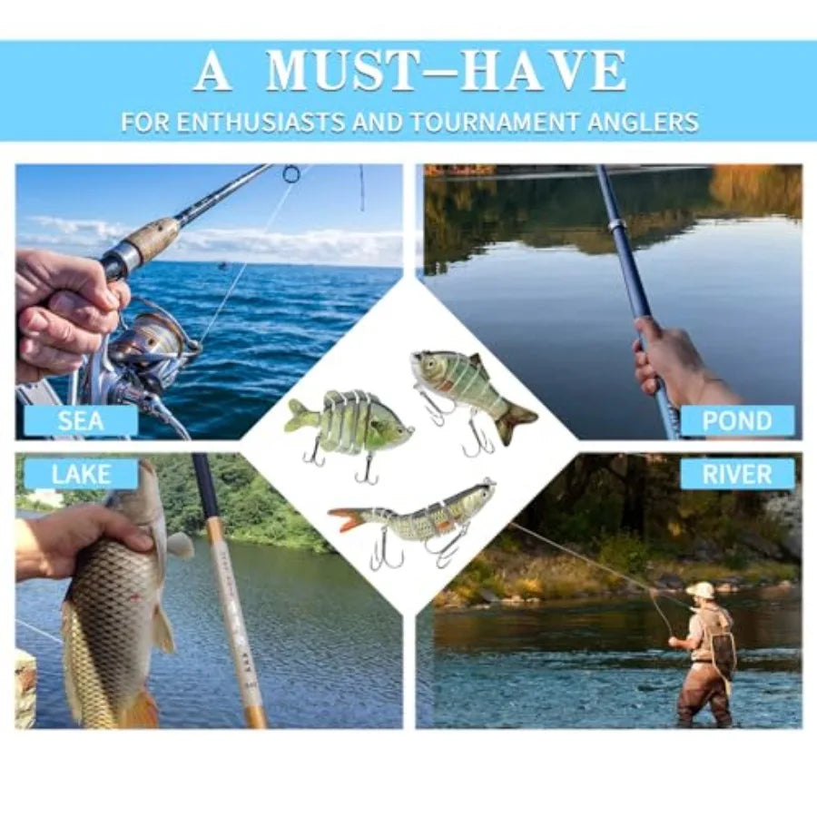 Fishing Lures for Freshwater and Saltwater, 6 Pcs Slow Sinking Most Lifelike Jointed Swimbait for Bass Trout Crappie Walleye Pi