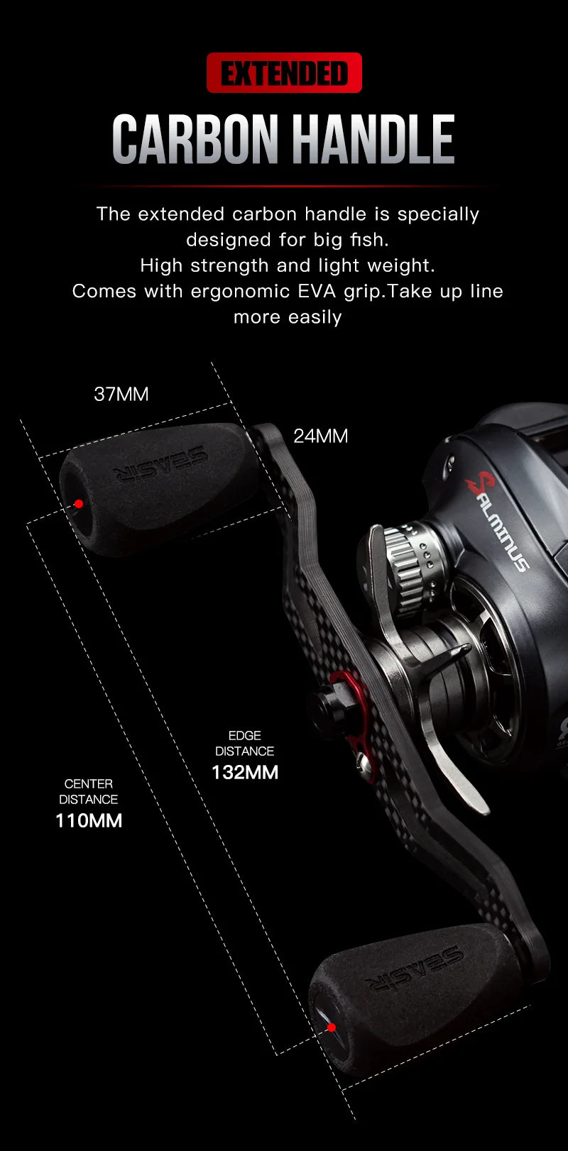 Salminus Baitcasting Fishing Reel Max Drag 12Kg 8.0:1 High Gear Ratio Metal Aluminum Frame coil