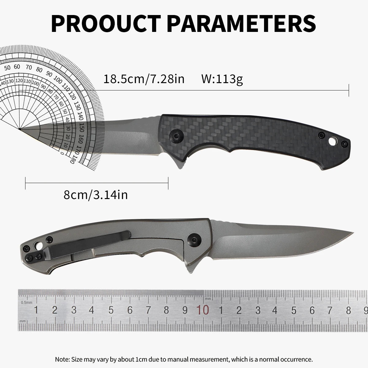 440C Steel Pocket Knife: Men's Folding Edc Multi-Tool, Outdoor Gear, Fruit Knife, Carbon Fiber Handle—Perfect for Camping, Hiking, Adventure, DIY Projects, Daily Use, Fishing, and Hunting. It Is an Excellent Gift for Men, E