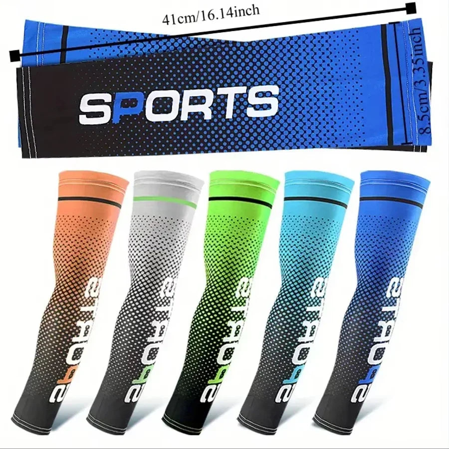 Summer Fashio Sunscreen Ice Silk Sleeve UV Sun Protection Cooling Anti-Slip Arm Sleeves Men Women Outdoor Sport Cycling