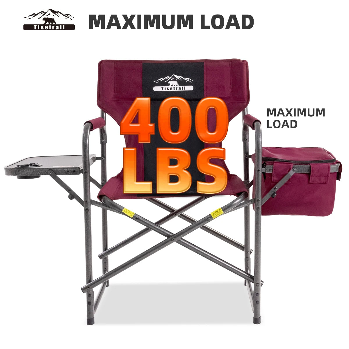 Camping Chair with Cooler Bag Camping Directors Chair with Foldable Side Tray Outdoor Lawn Chair