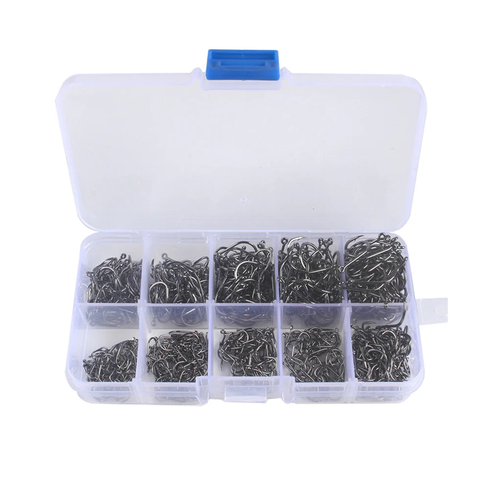 600pcs/1000pcs 3-12 Size Fishing Hooks High Carbon Steel Sharp Barbed Fishhooks Corrosion Resistance Fishhooks