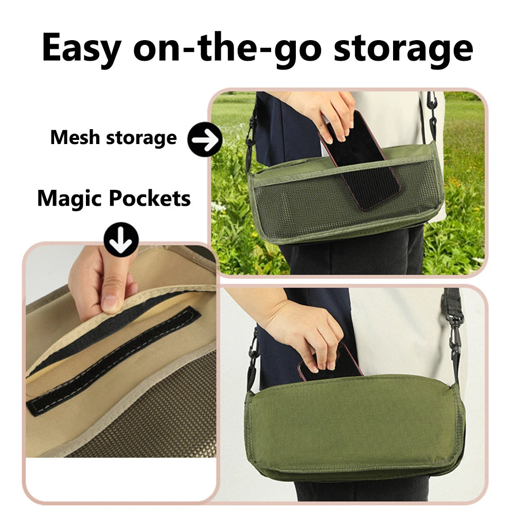 Outdoor Integrated Storage Chair with Mesh Bag Folding Backpack Stool Wear Resist for Picnic Gardening Barbecuing Hiking