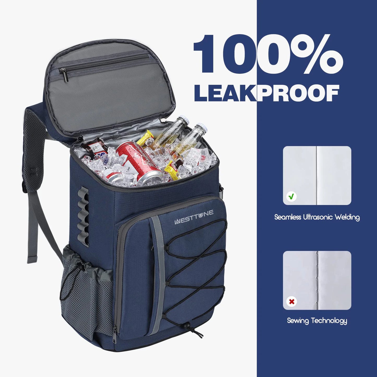 35 Can Cooler Backpack Leakproof Insulated Soft Cooler Bag Camping Beach Cooler Ice Chest Backpack for Hiking Travel