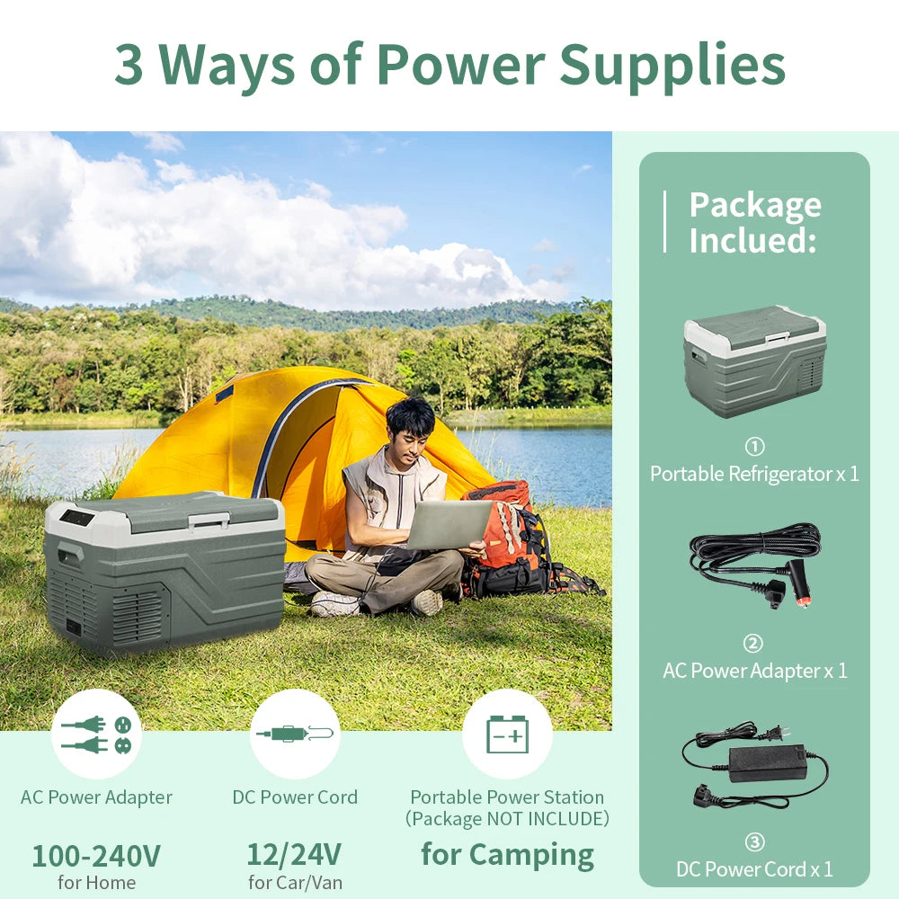 25L 35L 45L Car Refrigerator 12V Compressor Fridge Freezer 12/24V DC 100-240V AC Portable Cooler for Camping Travel