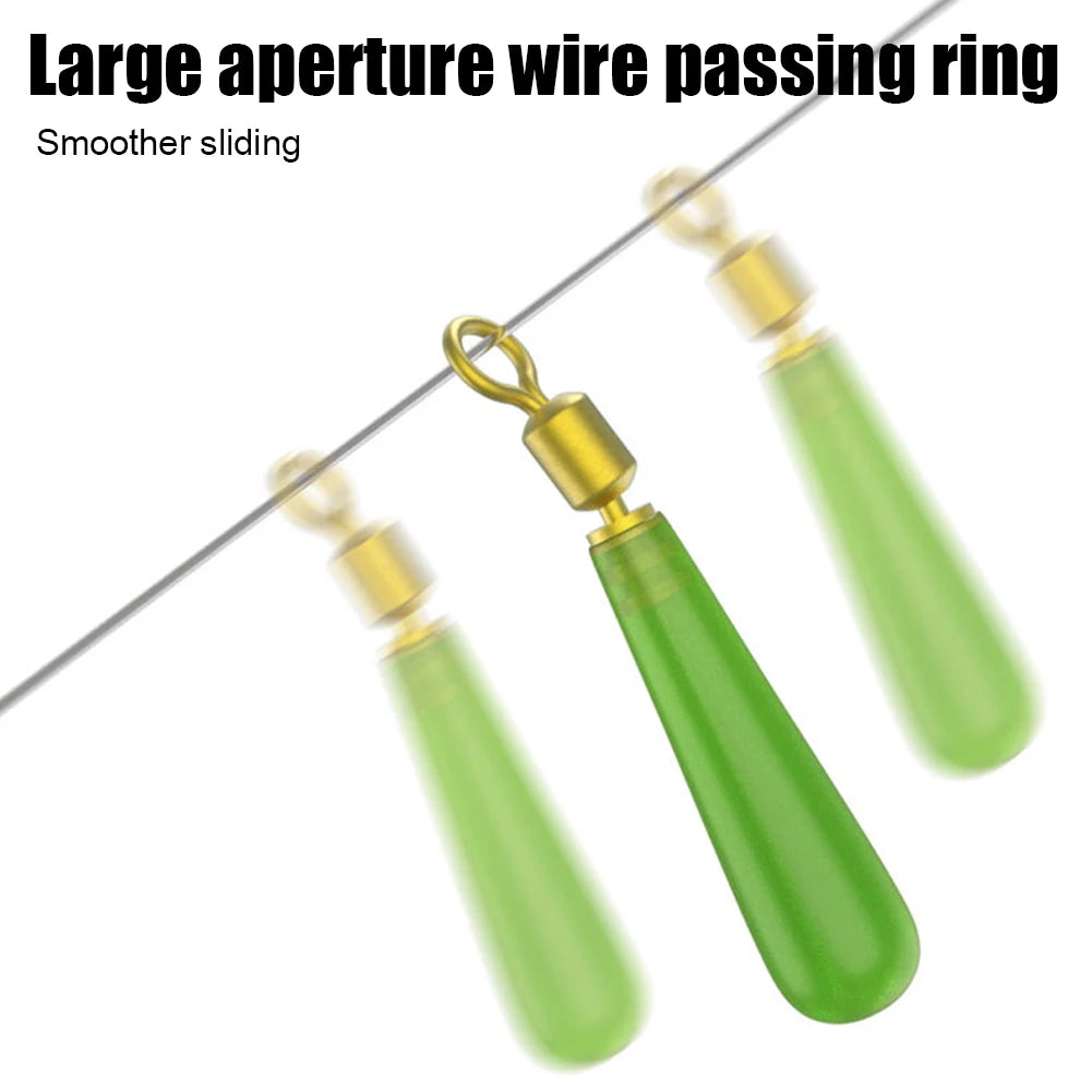 30Pcs Fishing Bobber Float Silicone Fast Sub Wire Double Rotating Rings Rotation Buoy Copper Head Seat Fishing Accessories