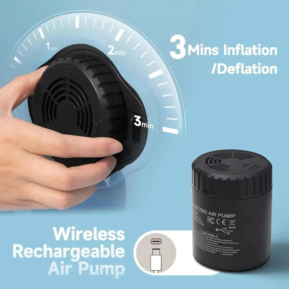 Camping air mattress, rechargeable built-in pump, wireless, 1500 lb strong support, portable, 3 minutes to inflate