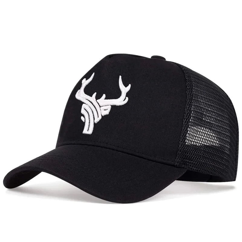 1piece Unisex Antlers Embroidery Baseball Net Hat Outdoor Adjustable Sunscreen Leisure Hat Spring Autumn Travel Tourism Vacation
